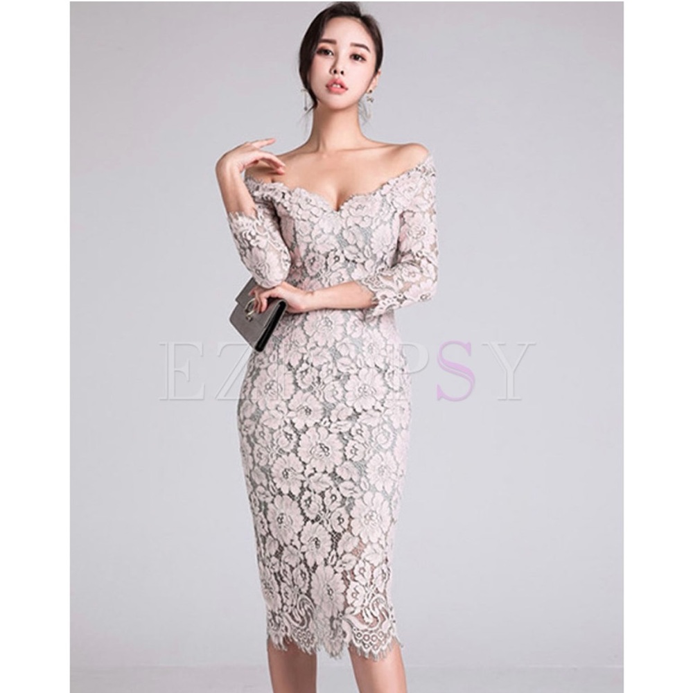 NWT blush pink lace bodycon dress
